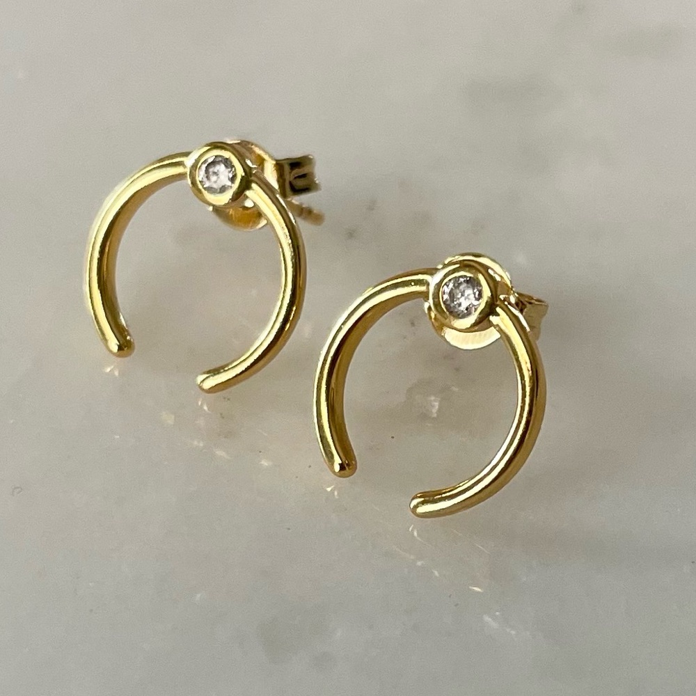 + ADORNIA + 14k Yellow Gold Front Facing Hoop Earrings - Picture 4 of 5